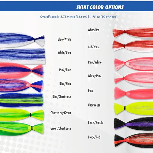 Miniatura 5 de C&H Lures Señuelos de Pesca Sea Witch - Originales Desde 1959, Faldas de Nylon Revelan Cabeza con Peso, 15 Colores, 8 Pesos de Cabeza, Señuelo