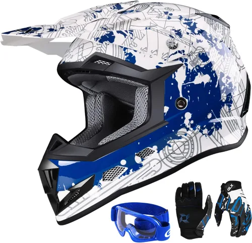 Miniatura 10 de GLX GX623 - Combo de casco de motocross y ATV para jóvenes, rojo retro, talla S, DOT Rojo (Retro Red)