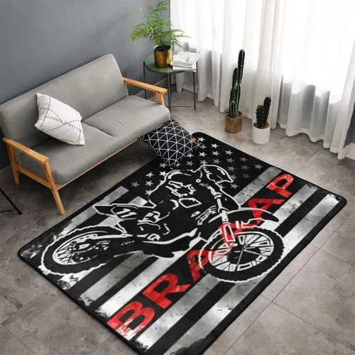 Miniatura 3 de Alfombra antideslizante de motocross con bandera estadounidense, 60 x 39 pulgadas, ultra suave, esponjosa, alfombra grande para dormitorio, sala