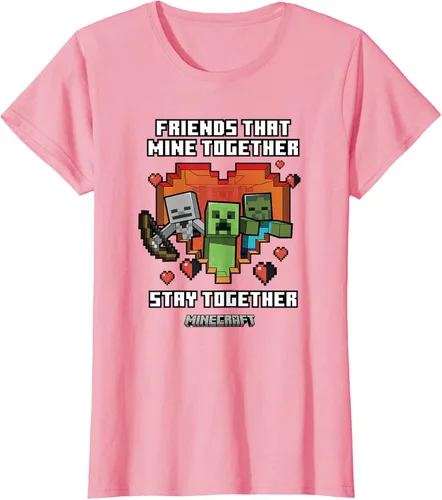 Miniatura 10 de Minecraft Camiseta de San Valentín Friends That Mine Together Mobs, Negro