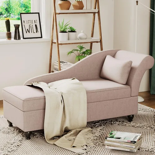 Miniatura 10 de Tongli Tumbona moderna de almacenamiento para interiores, tumbona de tela, sofá reclinable, para dormitorio, oficina, sala de estar y apartamento