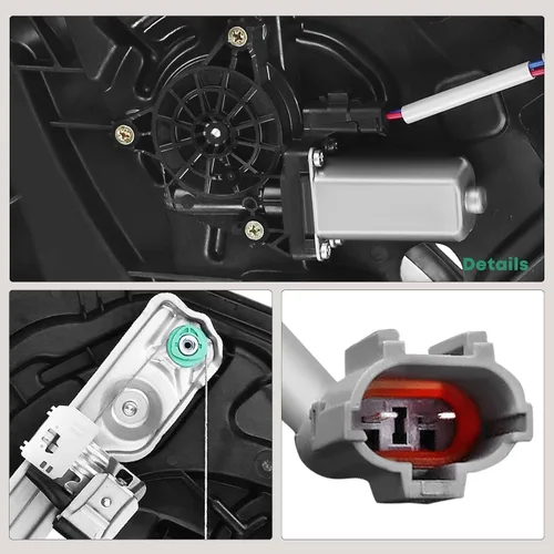 Miniatura 8 de YHTAUTO Elevalunas eléctrico delantero del lado del conductor con conjunto de motor de 2 pines y panel de puerta interior para Hyundai Elantra