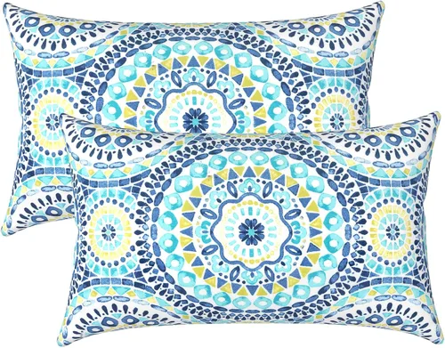 Miniatura 134 de LVTXIII Juego de 2 almohadas lumbares para patio, 12 x 20 pulgadas, resistentes a la decoloración, para exteriores con interiores, cojines lumbares