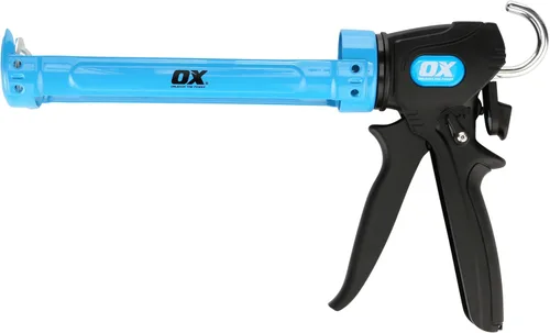 Miniatura 7 de OX Tools Pro OX-P044410 Pistola de calafateo resistente de 10 onzas, relación de empuje 12:1, pistola de calafateo de 10 onzas, dispensador