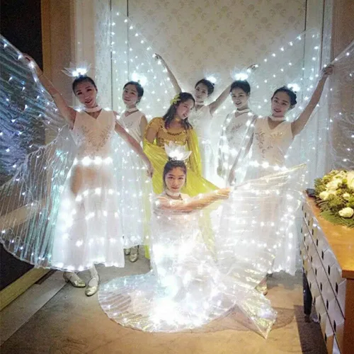 Miniatura 7 de CALIDAKA Alas LED Isis alas LED de danza del vientre alas LED de Isis alas de mariposa LED alas de ángel brillantes LED con palo telescópico