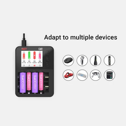 Miniatura 7 de ISDT C4 EVO Probador de capacidad de cargador de batería rápido para AA AAA 18650 21700, analizador de batería inteligente para baterías recargables