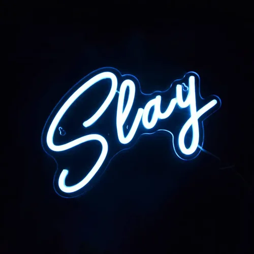 Miniatura 6 de SYLHOME Slay - Letrero de luz LED de neón azul genial para niños y niñas, para dormitorio, juegos, sala de juegos, escritorio, decoración de pared