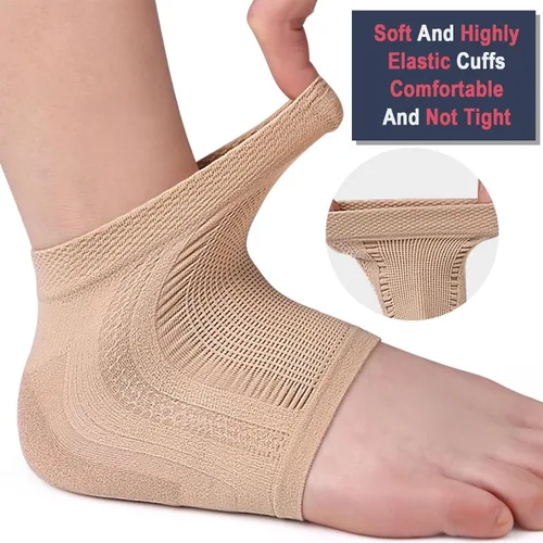 Miniatura 3 de Calcetines de reparación de tratamiento de talón agrietado, 2 pares de mangas/calcetines de gel de compresión acolchados de alta calidad