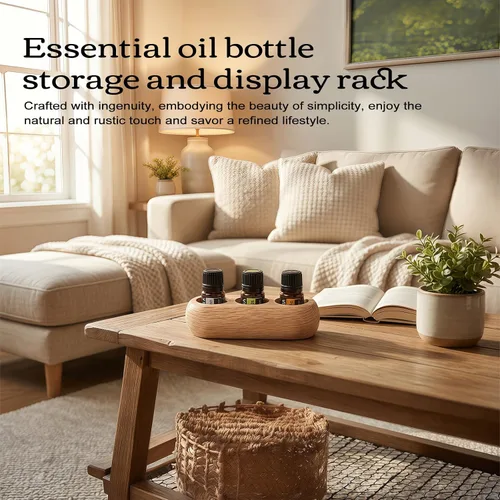 Miniatura 6 de RoseFlower Soporte organizador de madera para exhibición de aceites esenciales – 3 ranuras de madera de roble rojo – Capacidad para hasta 3 botellas
