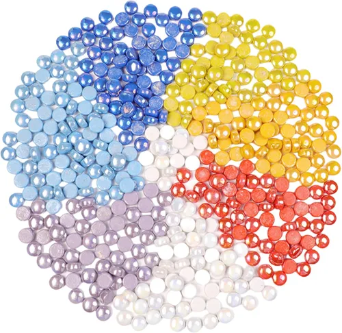 Mini mosaico redondo de jade de 1/2 pulgada, piezas de mosaico de vidrio Circel de 1.1 libras para manualidades, macetas, jarrones, tazas,