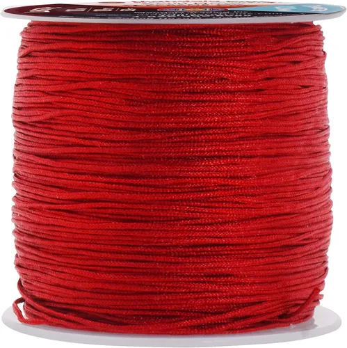 Miniatura 54 de Mandala Crafts Cordón de satén de nailon para la fabricación de joyas, 0.079 in, 55 yardas, cuerdas rojas de nailon, cordón de nudo chino para hacer