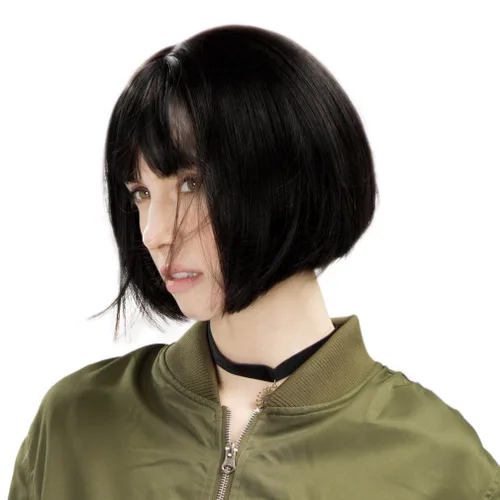 Miniatura 7 de REECHO peluca corta con flequillo, de cabello sintético, para cosplay, para mujeres