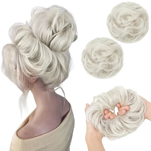 Miniatura 13 de SARLA 2 piezas de cabello desordenado color burdeos, onduladas, rizadas, sintéticas, coleteros falsos, extensiones de cola de caballo para mujeres
