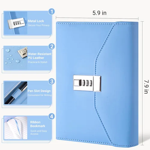 Miniatura 2 de Diario CAGIE con cerradura para mujeres, regalos de diario de privacidad de envoltura completa para niñas, cuaderno de línea gruesa de 224 páginas
