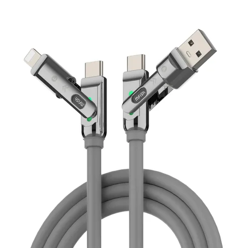 Miniatura 14 de MFish Cable de carga rápida 4 en 1, 6.6 pies 240 W PD 3.1 USB-A/USB-C a USB-C e Lightning, cable de carga múltiple de silicona con funda, compatible