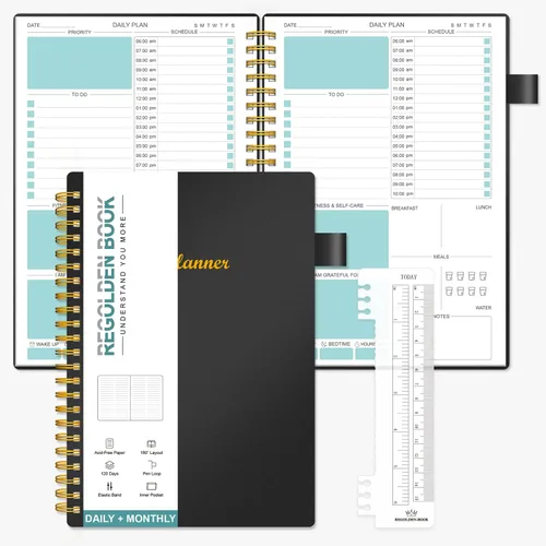 Agenda semanal diaria sin fecha, agenda diaria para lista de tareas, planificador mensual anual académico, diario de productividad y organizadores