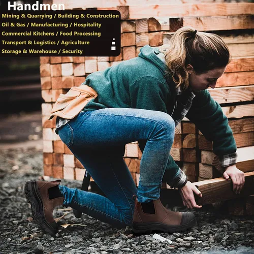 Miniatura 2 de Botas de trabajo para hombre, con puntera de acero/suave, impermeables, antideslizantes, de puesta fácil, zapatos de seguridad disipativas estáticas
