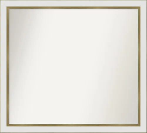 Miniatura 206 de Amanti Art Espejo de baño blanco para sobre el fregadero, 30 x 35 pulgadas, espejo de tocador rectangular estrecho de Eva de oro blanco, marco