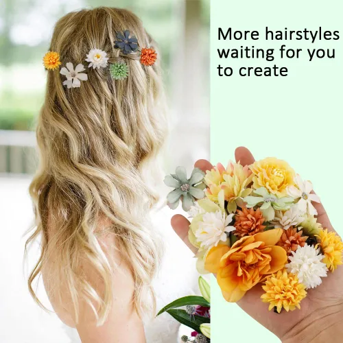 Miniatura 6 de Ahoney 20 pinzas para el cabello con flores tropicales para mujeres y niñas, pasadores de pelo de flores artificiales hawaianas, horquillas de gasa