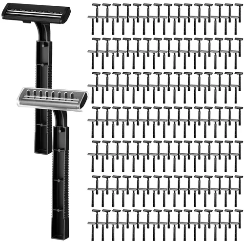 Jutom 800 maquinillas de afeitar desechables a granel de doble hoja con tapa de seguridad, de acero inoxidable, portátil, para hotel, suministros de