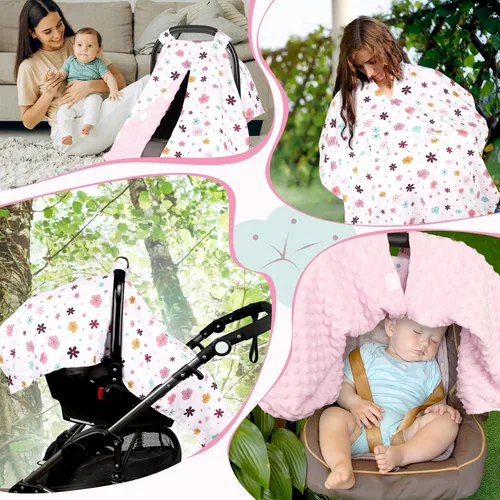 Miniatura 9 de Pea Pod Funda de asiento de automóvil para bebé, funda de asiento de automóvil infantil con diseño de apertura de Peekaboo cubierta de toldo