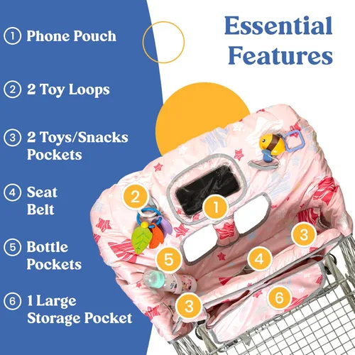 Miniatura 4 de PILLANI Funda para carrito de compras para bebé, funda para silla alta para asiento de restaurante - Funda para carrito de supermercado para bebé