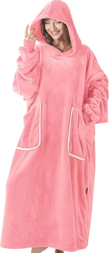 BEDELITE Fleece Wearable Blanket Hoodie with Sleeves and Pocket, Long Oversized Blanket for Women Men&Teen,plush