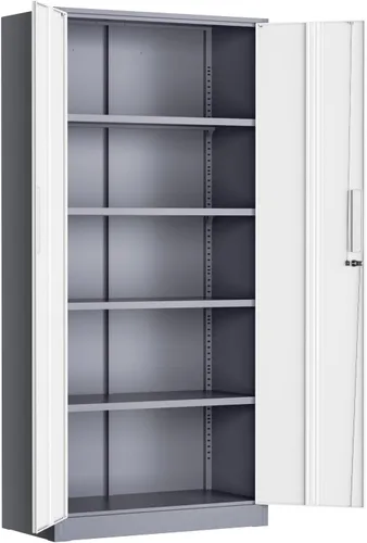 Miniatura 9 de Greenvelly Armario de almacenamiento de metal con cerradura, gabinete de almacenamiento cerrado negro de 72 pulgadas con 2 puertas y 4 estantes