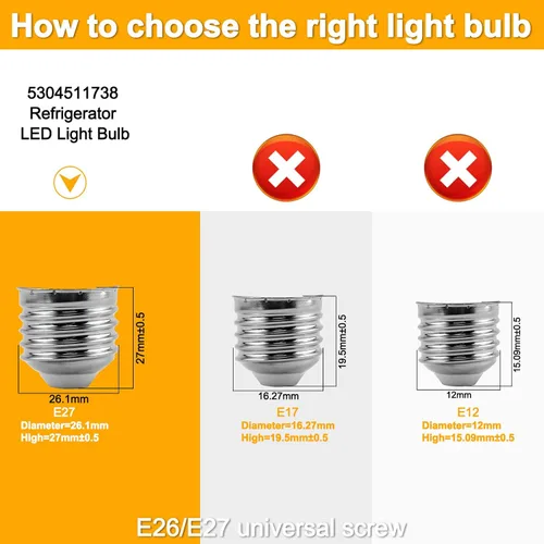 Miniatura 5 de 5304511738 KEL3418L Bombilla de Luz LED para Refrigerador 3.5W - Reemplaza KEID34L 4584444, AP6278388, PS12364857 Bombilla Blanca para Refrigerador