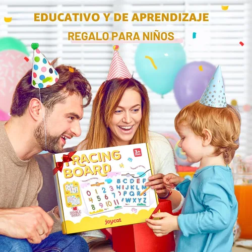 Miniatura 9 de JoyCat Juego de tableros magnéticos de letras y números para trazar, tablero doble cara de alfabeto y números para niños pequeños, práctica de ABC