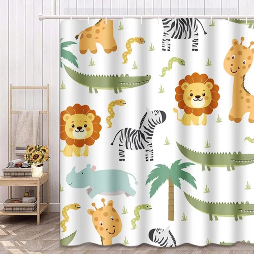 Miniatura 9 de Emvency Cortina de ducha náutica animal marino para niños, ballena, pulpo, pez, impermeable, tela de poliéster, 60 x 72 pulgadas, juego con ganchos