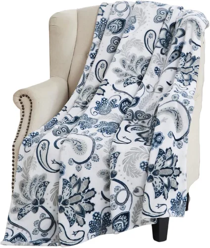Miniatura 8 de Serafina Home Manta floral de vellón de terciopelo primaveral: jardín de rosas de flores rosas, azules, verdes en un diseño colorido suave