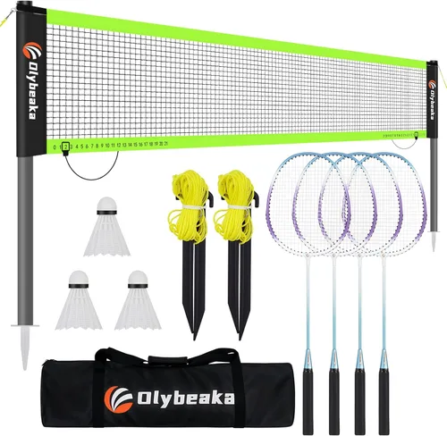 Juego de red de bádminton portátil de 20 pies para exteriores para entrada de auto, patio trasero, playa, parque con red de PE duradera negro +