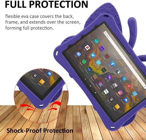 Miniatura 67 de FW Fire 7 - Funda para tablet para niños, Amazon Fire 7 2022, funda de mariposa con luz de atril, EVA, protección contra caídas, resistente, a