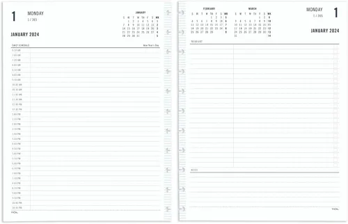 Páginas de repuesto para planificador diario TUL 2024, horarios de citas de media hora, tamaño carta, moda, enero a diciembre