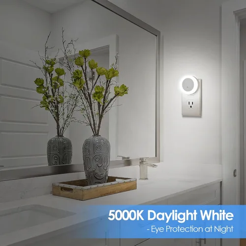 Miniatura 5 de FOLKSMATE - Luz nocturna LED, luz nocturna regulable con sensor de atardecer a amanecer para enchufe, para baño, dormitorio, habitación de adultos
