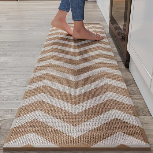 Miniatura 45 de YDKGL Tapetes de cocina para piso, alfombras de cocina súper absorbentes, antideslizantes, lavables, de lino sintético suave trenzado, alfombra
