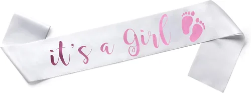 OMISS Banda de purpurina perfecta para baby shower: disfruta de tu evento, Blanco (White Girl)