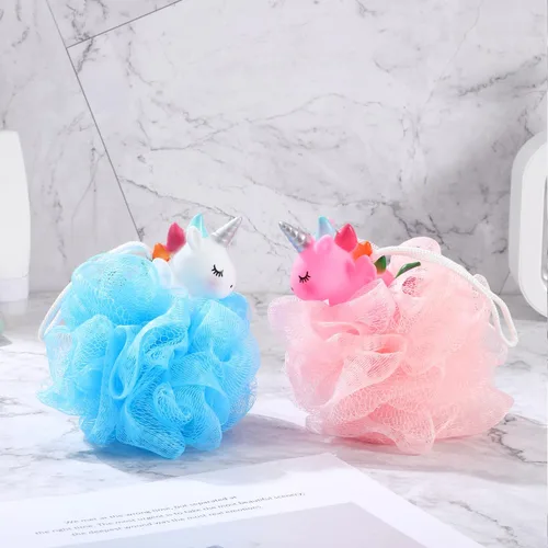 Miniatura 5 de Esponja de baño para niños, 2 piezas: esponja corporal – Puf de ducha de unicornio para limpieza profunda exfoliante corporal exfoliante para lavar