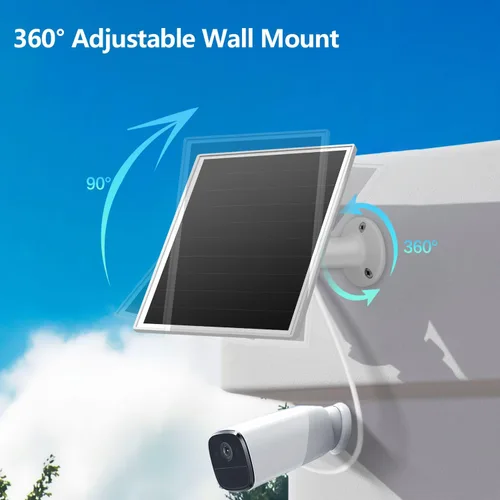 Miniatura 4 de Panel solar de 6W para cámara de seguridad al aire libre con micro USB y USB-C, cargador de panel solar para cámara de batería, se ajusta a