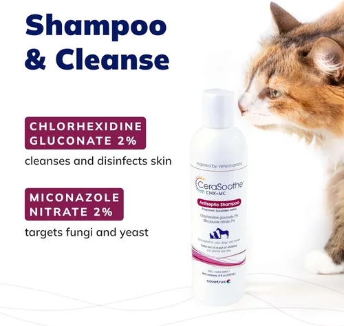 Miniatura 5 de CeraSoothe CHX+MC Champú antiséptico para perros, gatos y caballos – Limpieza de la piel con clorhexidina y miconazol 16 oz