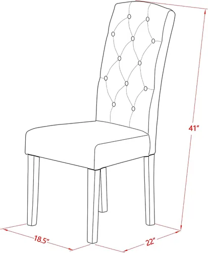 Miniatura 3 de East West Furniture CEP1T21 Celina Parson - Juego de 2 sillas acolchadas de tela de lino azul mineral con botones, color negro