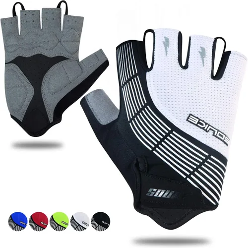 Souke Sports Guantes de ciclismo Guantes acolchados de medio dedo para bicicleta con absorción de golpes, antideslizantes, transpirables, MTB y