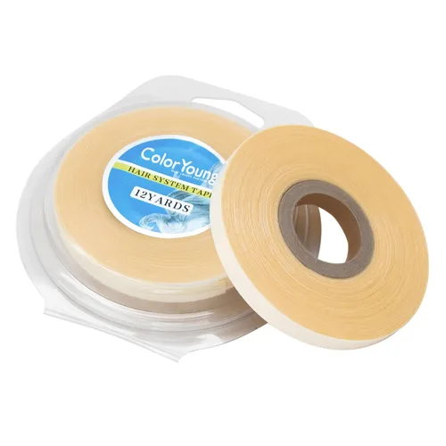 Miniatura 7 de 5/16"(0.8cm)*12 yardas Cinta para extensiones de cabello con cinta adhesiva de doble cara para extensiones de cabello (blanco)