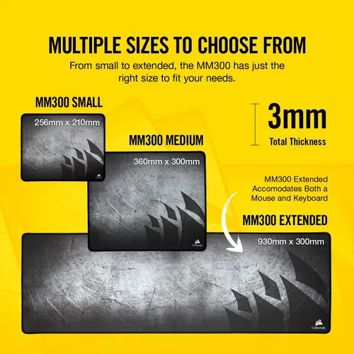Miniatura 6 de Corsair MM300 - Alfombrilla de ratón para juegos de tela antidesgaste - Alfombrilla de ratón de alto rendimiento optimizada para sensores de juego