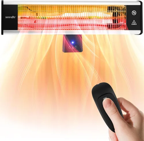 Miniatura 2 de SereneLife - Calentador de patio con infrarrojos, calentador eléctrico de pared con control remoto, 1500W, aprobado IP65, sin olor, para interiores
