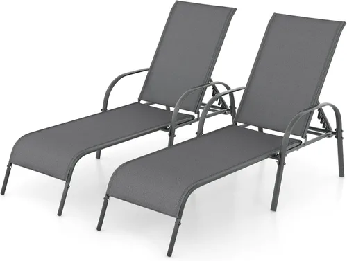 Miniatura 10 de Giantex Silla de Salón para Patio, Tumbona para Exteriores con Respaldo de 5 Posiciones Ajustables, Marco de Acero Resistente, Sillón Reclinable