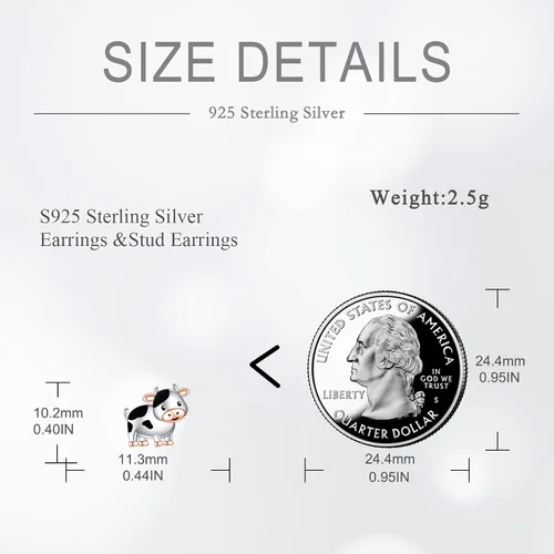 Miniatura 4 de POPLYKE Aretes de tuerca de vaca de las tierras altas, vaca, abeja, ajolote, lobo, plata de ley 925, aretes de vaca para mujer, regalos de vaca
