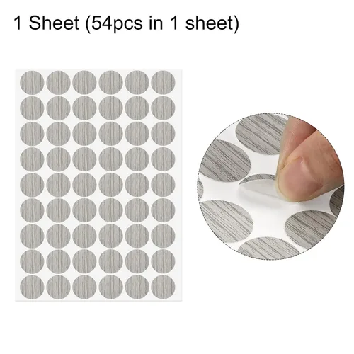 Miniatura 3 de uxcell 1 hoja/54 calcomanías para cubrir agujeros de tornillo, de cloruro de polivinilo de 0.827 in de diámetro, tapas autoadhesivas a prueba