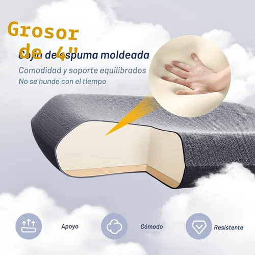 Miniatura 5 de Silla de escritorio de oficina para largas horas y alivio del dolor de espalda, cojín de espuma moldeada de 4 pulgadas de grosor, soporte lumbar